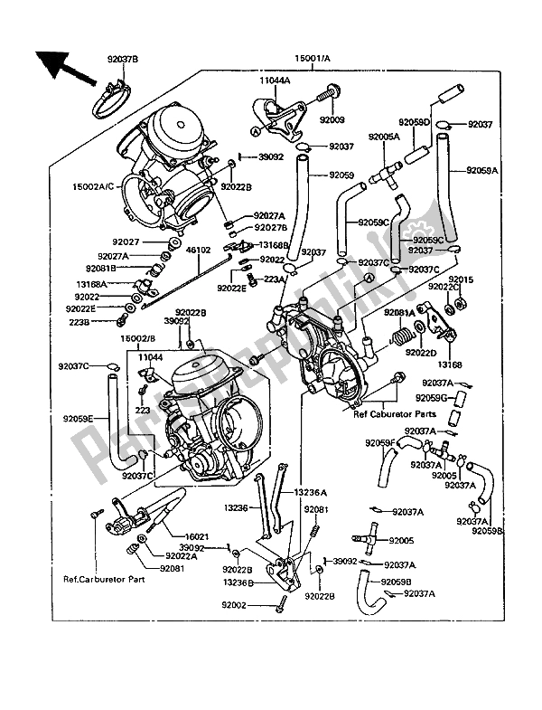 Tutte le parti per il Carburatore del Kawasaki VN 750 Twin 1994