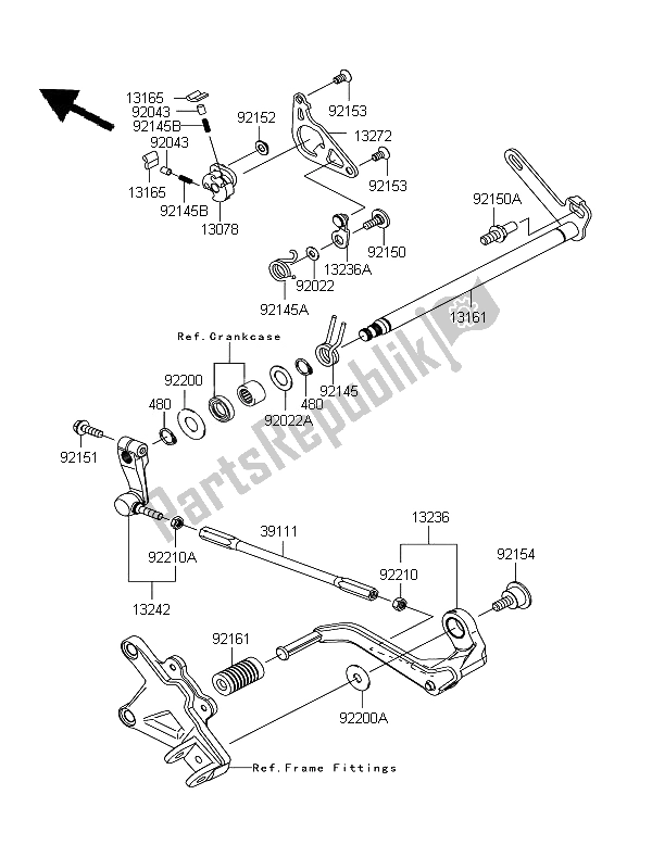 All parts for the Gear Change Mechanism of the Kawasaki Ninja ZX 10R 1000 2012