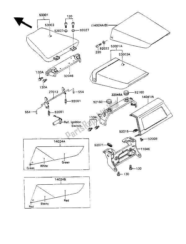 All parts for the Seat of the Kawasaki ZXR 750 1989