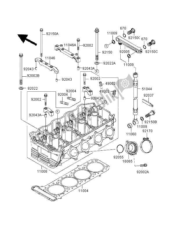 Tutte le parti per il Testata del Kawasaki GPZ 1100 1998