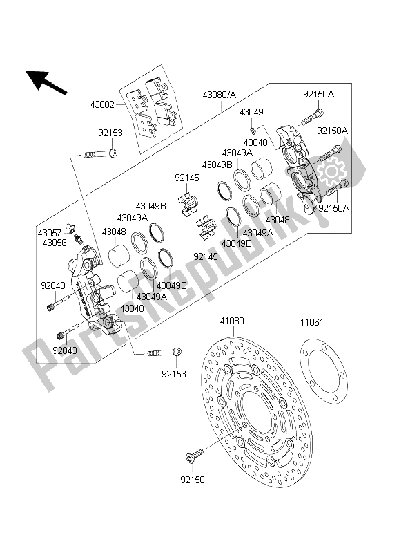 Todas as partes de Freio Dianteiro do Kawasaki Ninja ZX 6 RR 600 2003