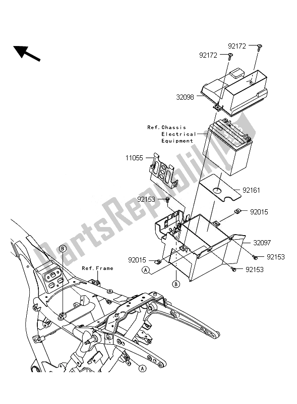 All parts for the Batterycase of the Kawasaki VN 1700 Classic Tourer ABS 2011