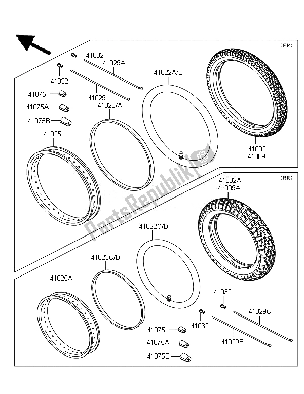 All parts for the Tires of the Kawasaki KLE 500 2007