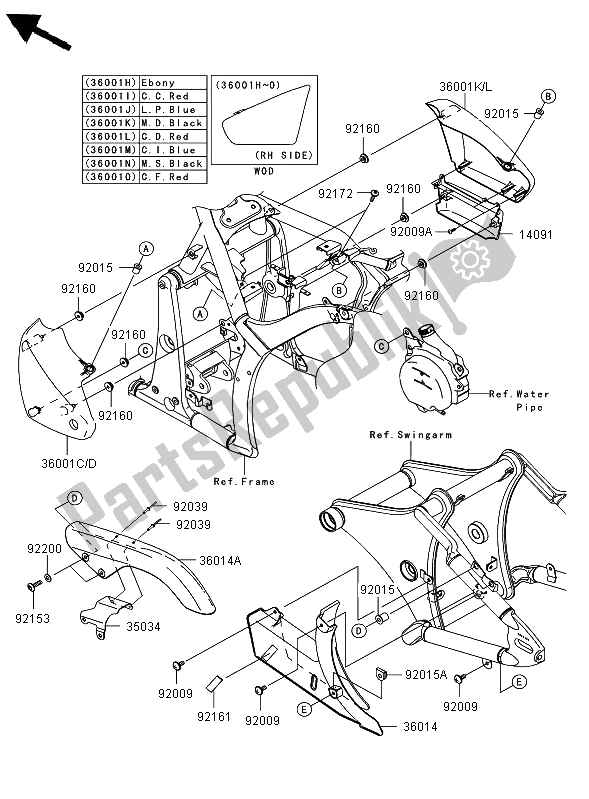 All parts for the Side Covers & Chain Cover of the Kawasaki VN 900 Classic 2009