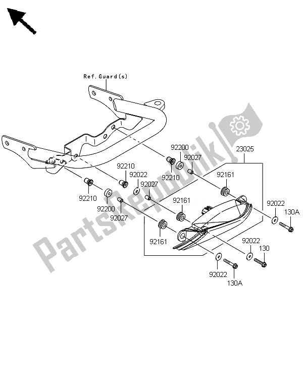 Alle onderdelen voor de Achterlichten) van de Kawasaki KFX 450R 2014