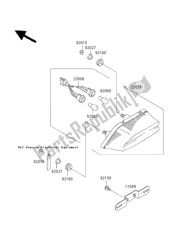 All parts for the Taillight of the Kawasaki ZRX 1100 1997