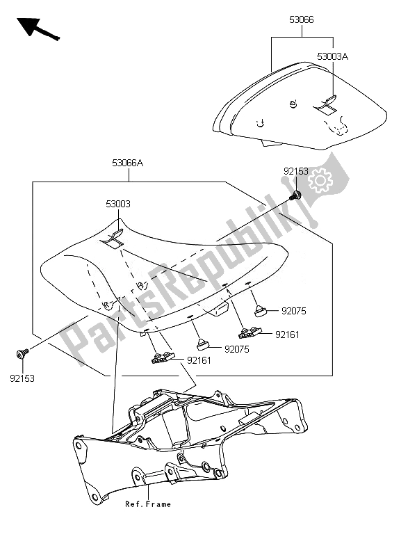 Todas as partes de Assento do Kawasaki Ninja ZX 6R ABS 600 2014