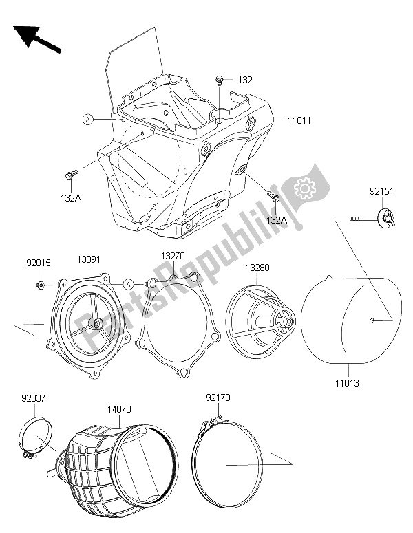 All parts for the Air Cleaner of the Kawasaki KX 85 LW 2015