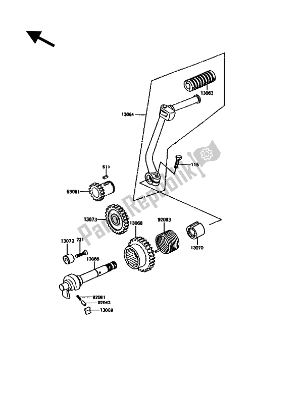 Tutte le parti per il Meccanismo Di Kickstarter del Kawasaki KE 100 1994