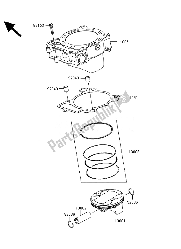 All parts for the Cylinder & Piston(s) of the Kawasaki KLX 450R 2010