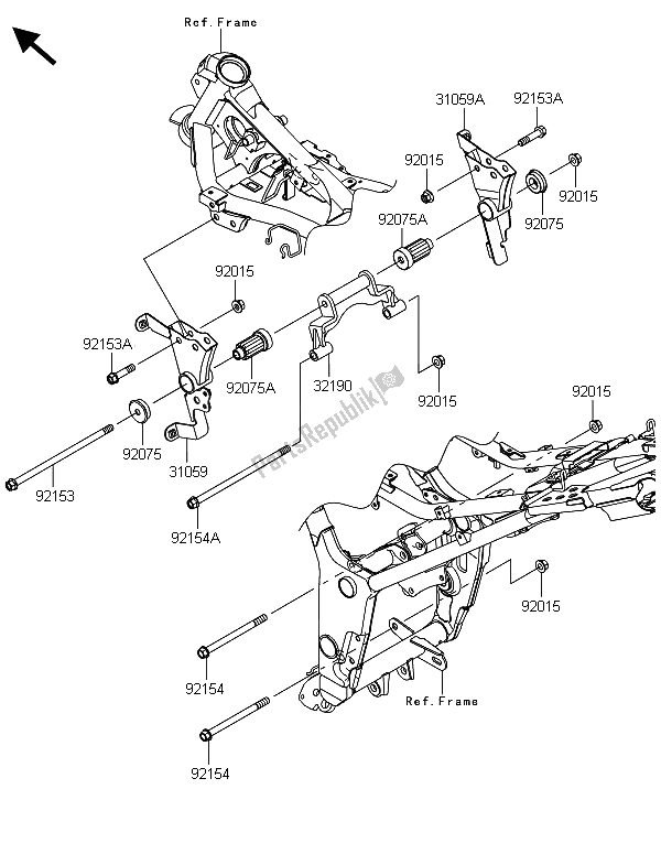 All parts for the Engine Mount of the Kawasaki Ninja 300 ABS 2013