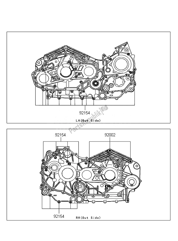 All parts for the Crankcase Bolt Pattern of the Kawasaki VN 1700 Classic Tourer ABS 2010