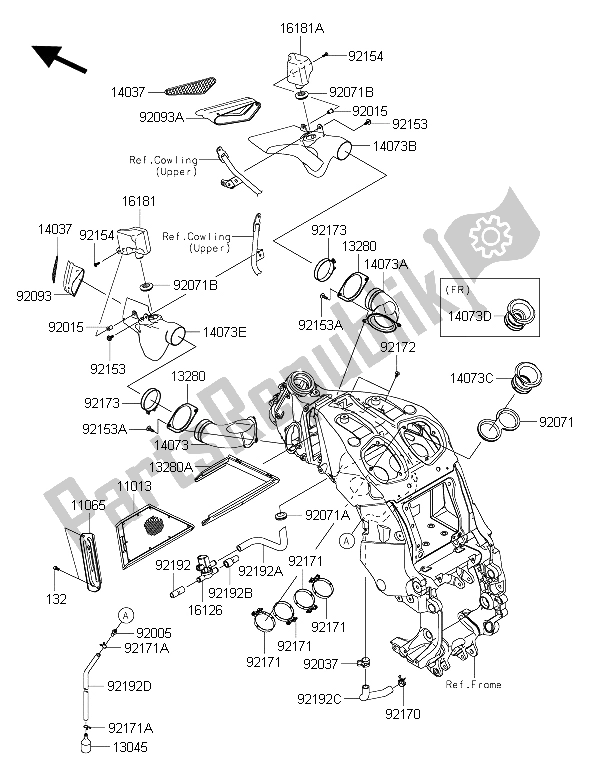 Toutes les pièces pour le Purificateur D'air du Kawasaki 1400 GTR ABS 2016