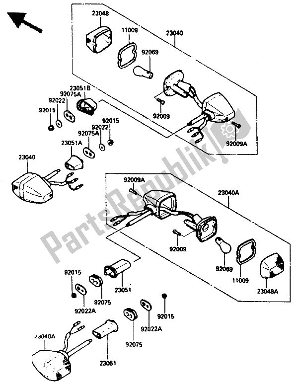 All parts for the Turn Signal of the Kawasaki GPZ 600R 1986