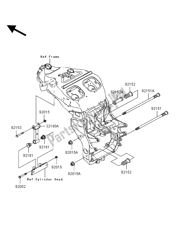 Tutte le parti per il Supporto Del Motore del Kawasaki Ninja ZX 12R 1200 2003