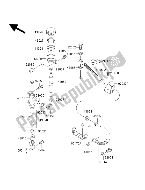 Tutte le parti per il Pompa Freno Posteriore del Kawasaki Ninja ZX 7 RR 750 1997