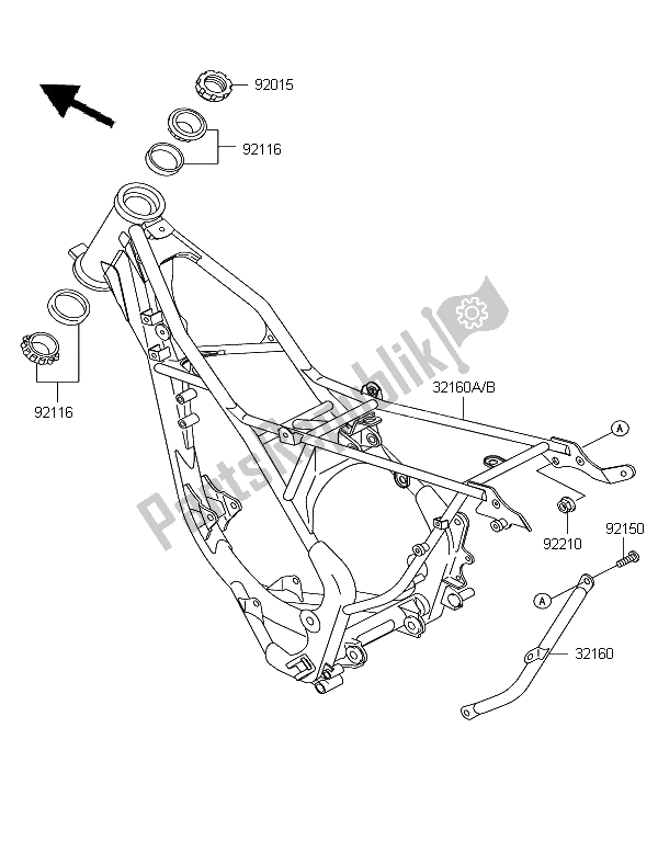 All parts for the Frame of the Kawasaki KX 85 SW LW 2006