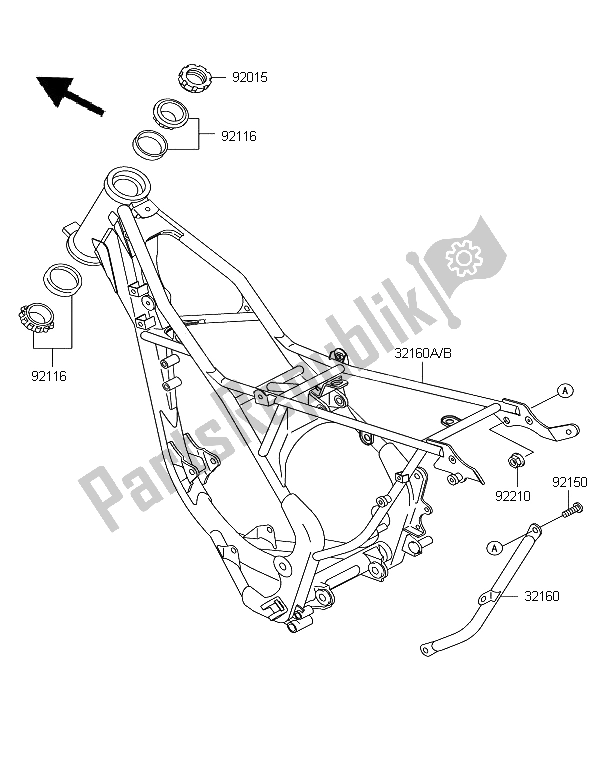 All parts for the Frame of the Kawasaki KX 85 SW LW 2006