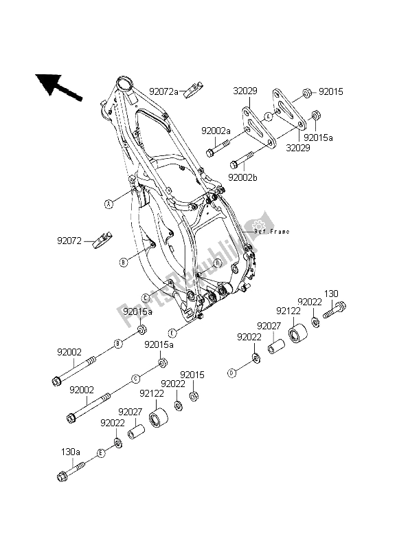 Todas las partes para Accesorios De Marco de Kawasaki KX 125 1995