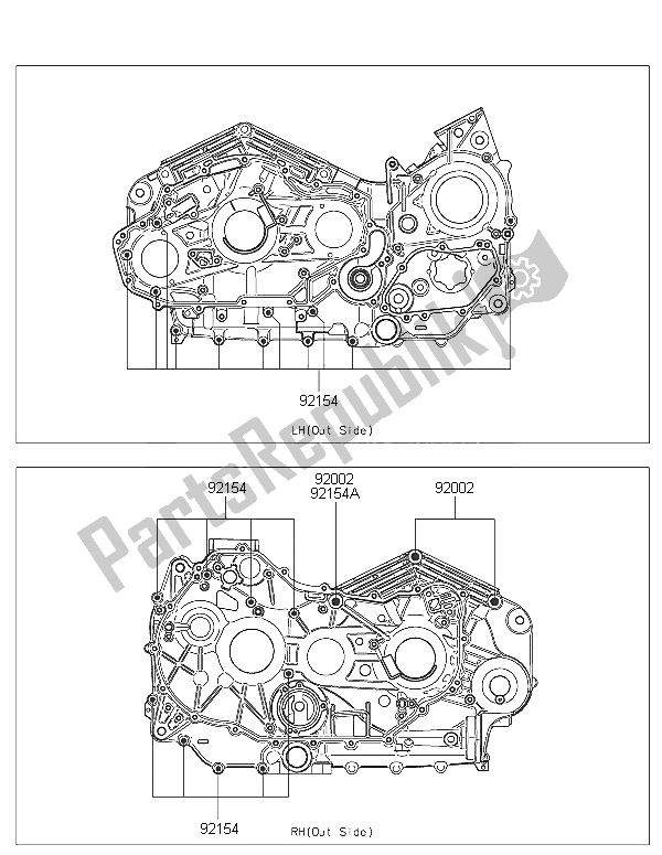 All parts for the Crankcase Bolt Pattern of the Kawasaki Vulcan 1700 Voyager ABS 2016