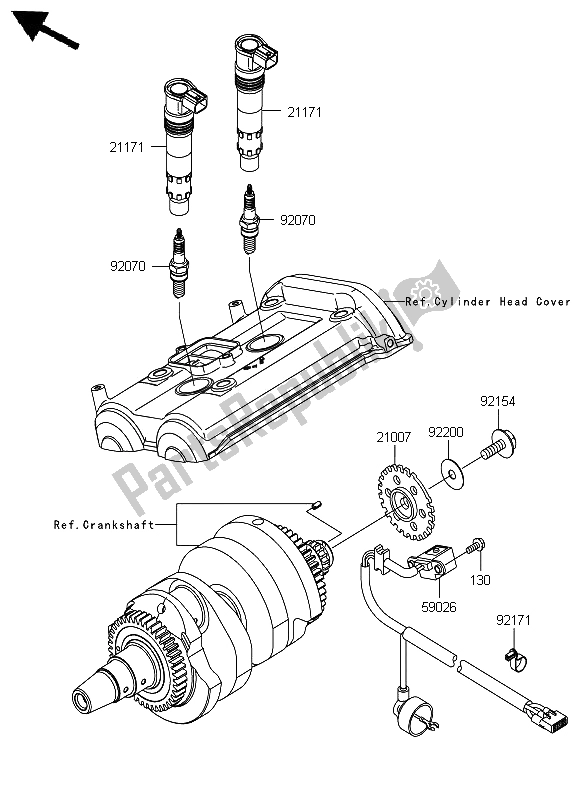 All parts for the Ignition System of the Kawasaki ER 6F ABS 650 2012