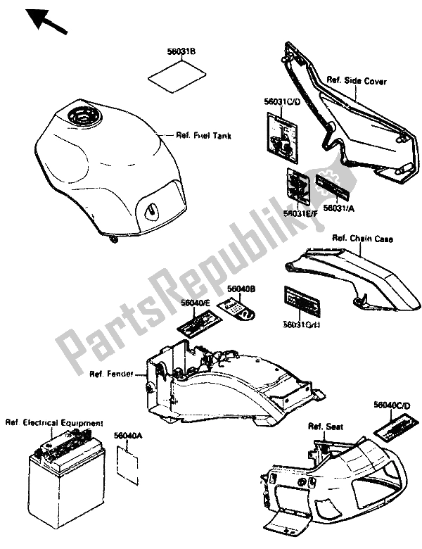 Todas las partes para Etiqueta de Kawasaki ZX 10 1000 1989