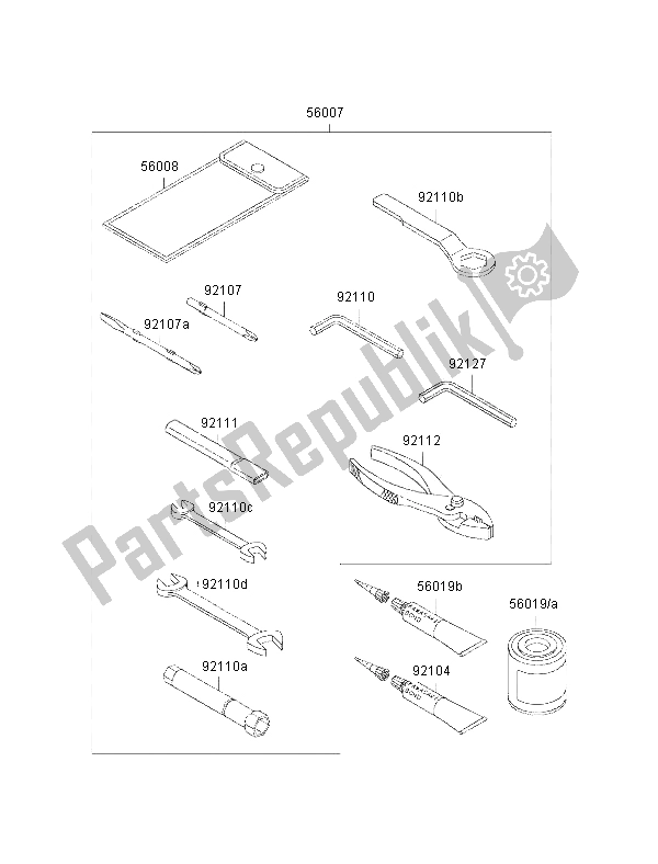 Alle onderdelen voor de Eigenaars Tools van de Kawasaki GPZ 500S 2002