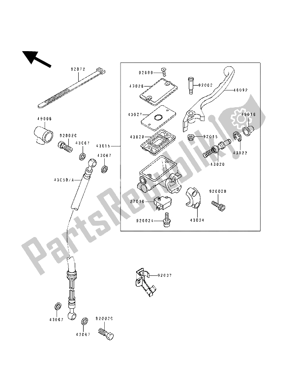 All parts for the Front Master Cylinder of the Kawasaki GPX 250R 1992