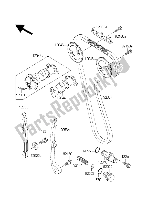 All parts for the Camshaft & Tensioner of the Kawasaki KLX 250R 1995