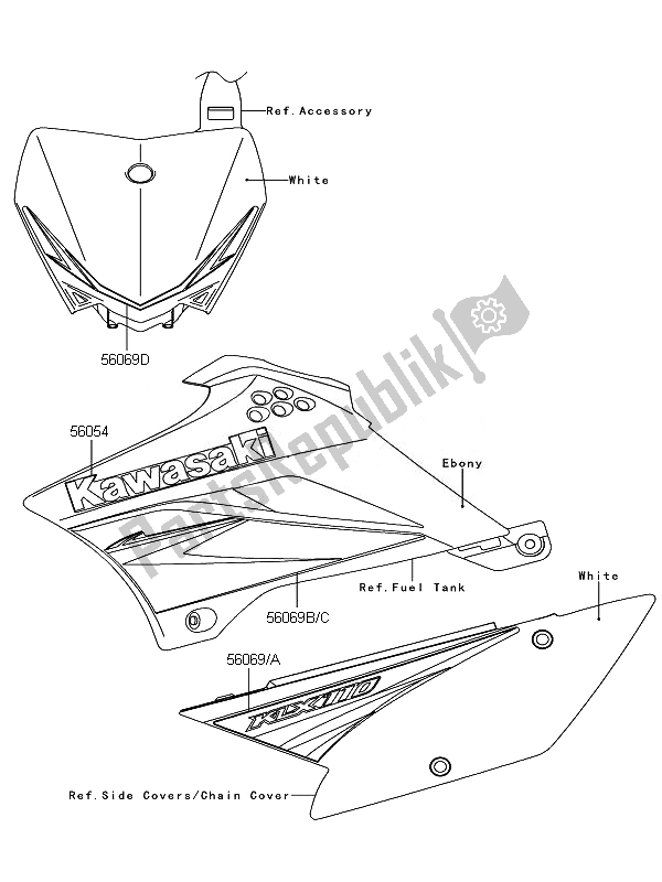 All parts for the Decals of the Kawasaki KLX 110 2010