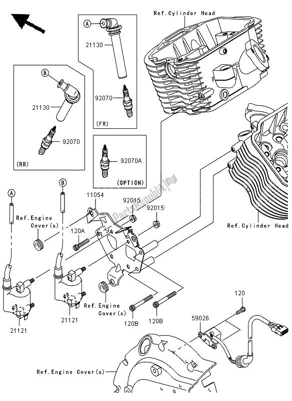 Toutes les pièces pour le Système De Mise à Feu du Kawasaki VN 900 Custom 2007