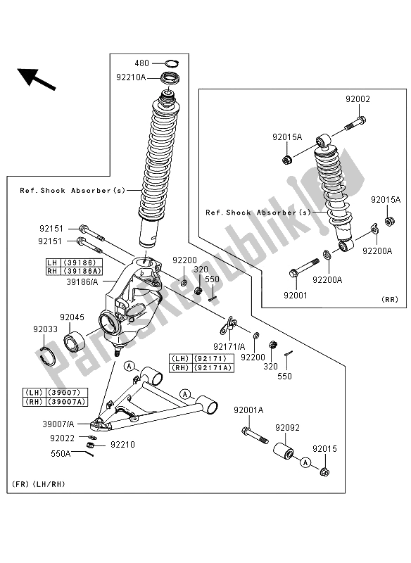 All parts for the Suspension of the Kawasaki KVF 360 2009