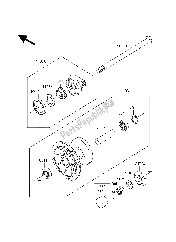 All parts for the Front Hub of the Kawasaki KLR 650 1998