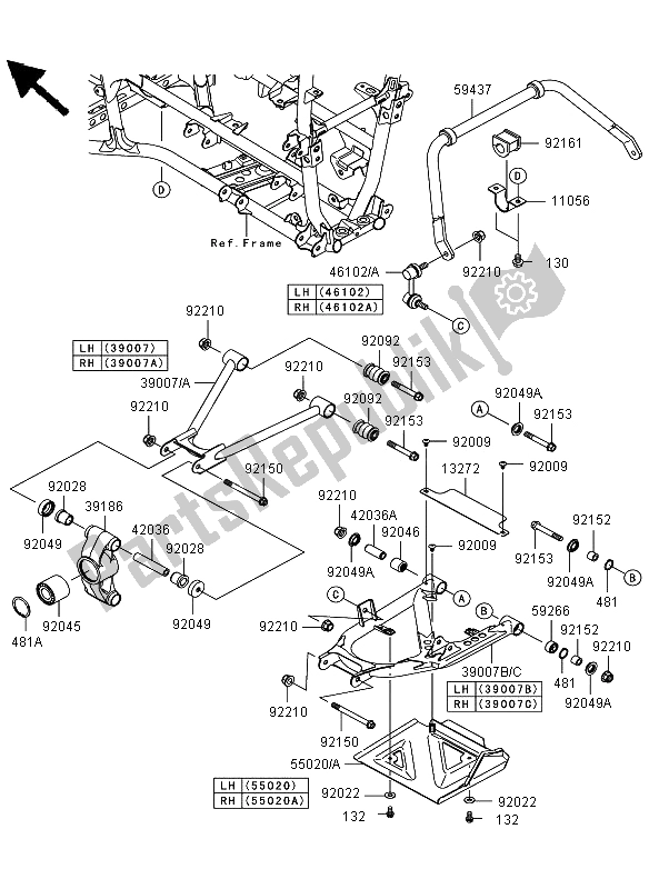 All parts for the Rear Suspension of the Kawasaki KVF 650 4X4 2013