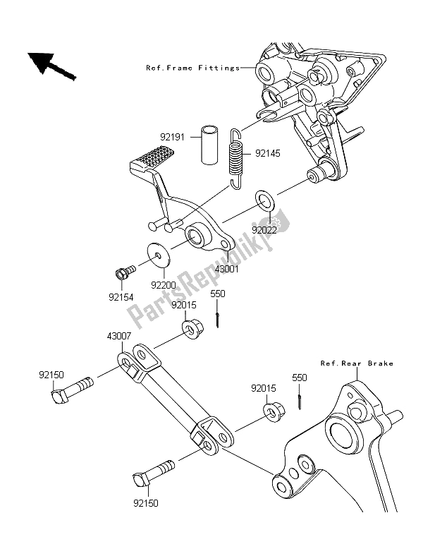 Alle onderdelen voor de Rempedaal van de Kawasaki Z 1000 SX ABS 2011