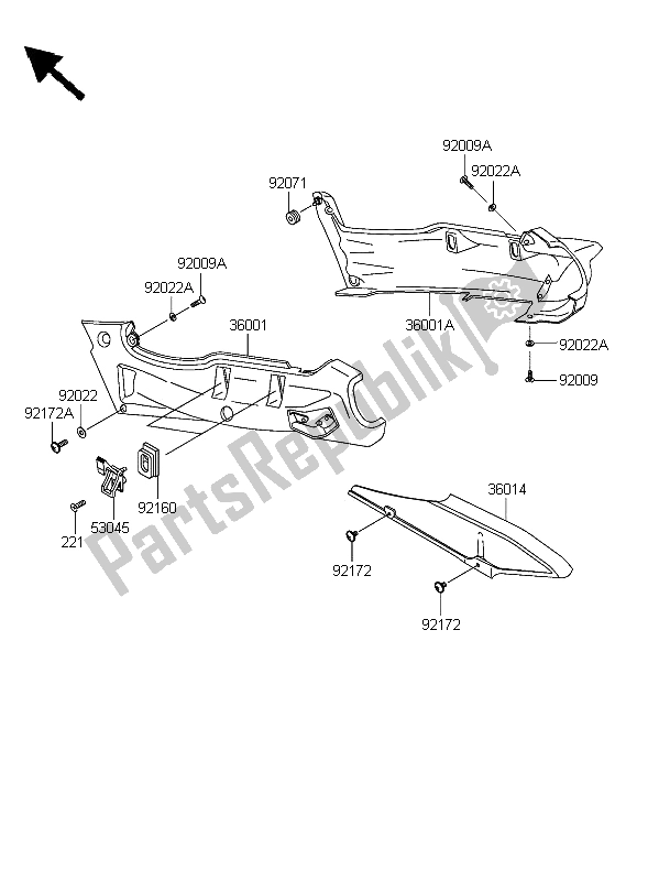 Tutte le parti per il Coperture Laterali E Copertura A Catena del Kawasaki ZZR 600 2006