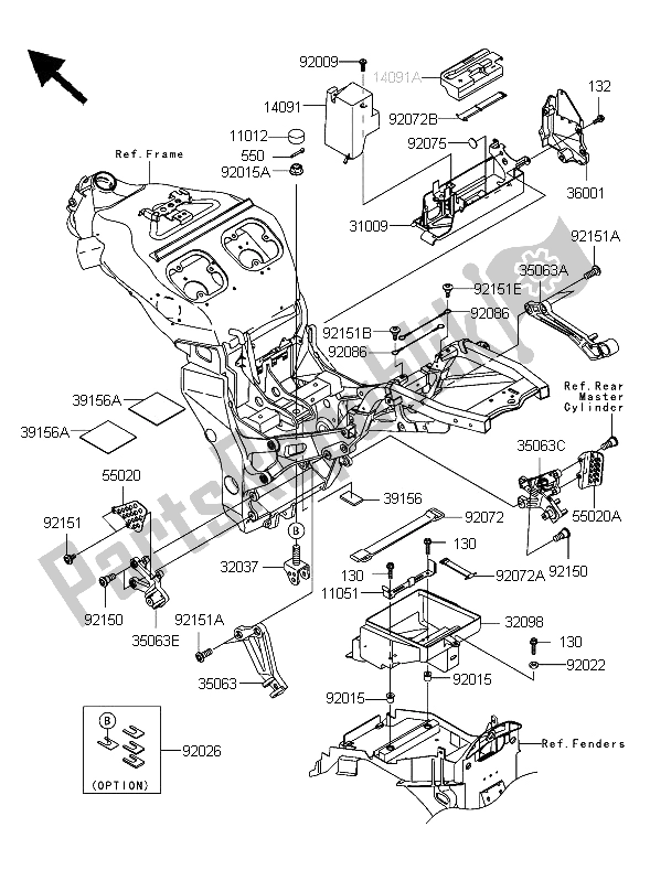 All parts for the Frame Fittings of the Kawasaki Ninja ZX 12R 1200 2006