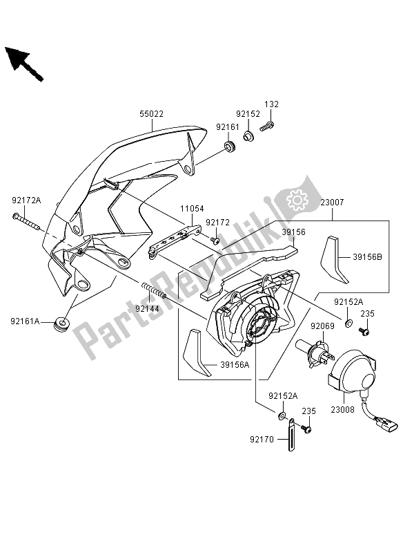 Toutes les pièces pour le Phare du Kawasaki KLX 450R 2011