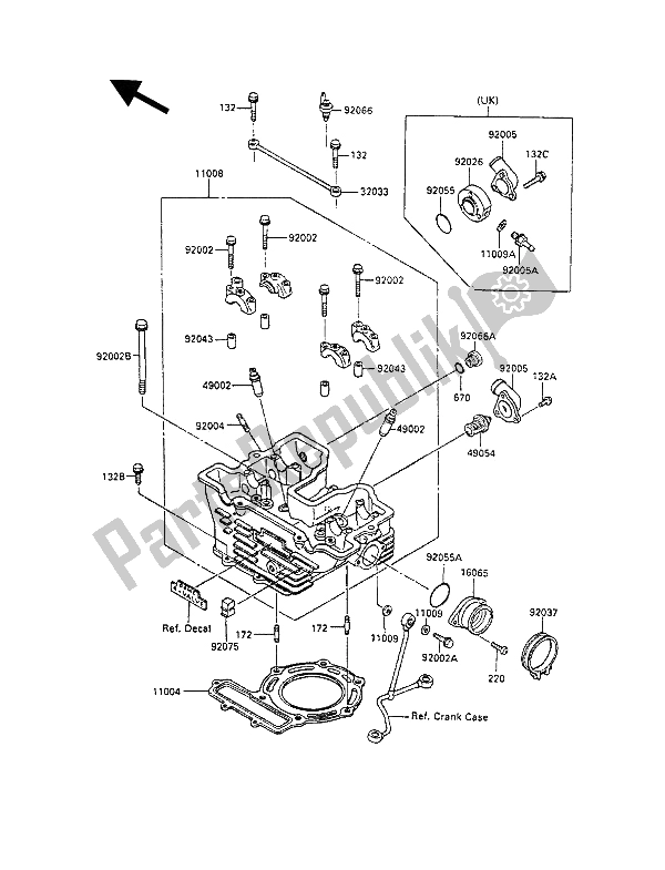 Todas as partes de Cabeça De Cilindro do Kawasaki KLR 250 1992