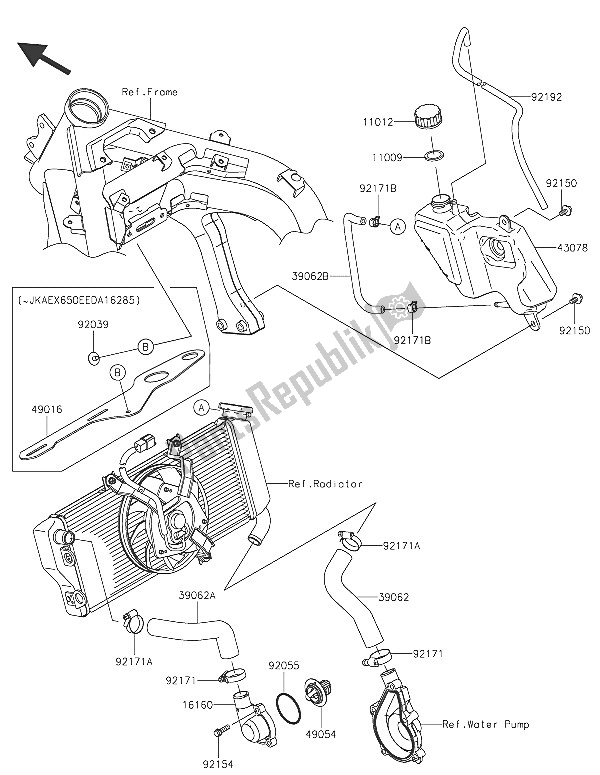 Toutes les pièces pour le Conduite D'eau du Kawasaki ER 6F 650 2016