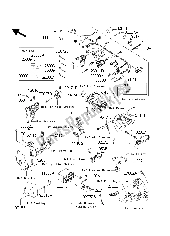 Alle onderdelen voor de Chassis Elektrische Apparatuur van de Kawasaki Ninja ZX 10 RR 1000 2004