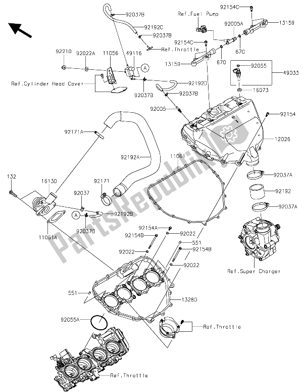 Todas las partes para Cámara De Aire de Kawasaki Ninja H2R 1000 2015