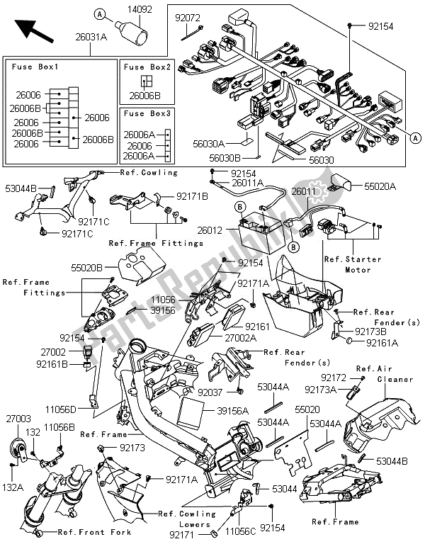 All parts for the Chassis Electrical Equipment of the Kawasaki ER 6F ABS 650 2014