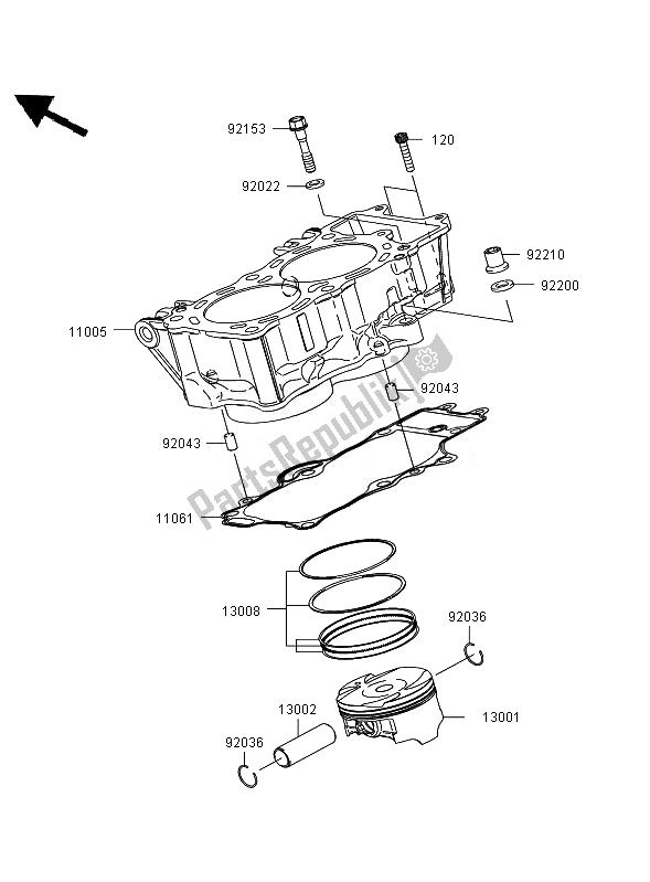 All parts for the Cylinder & Piston of the Kawasaki ER 6F 650 2007