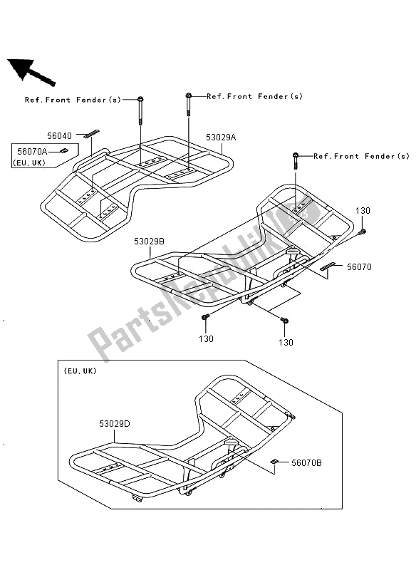 All parts for the Carrier of the Kawasaki KVF 650 4X4 2007