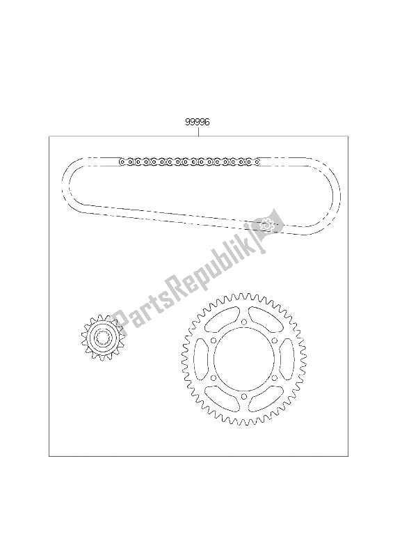 All parts for the Chain Kit of the Kawasaki ZZ R 600 2001