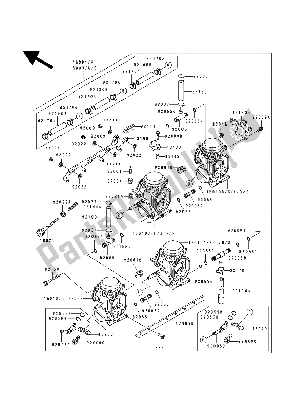 All parts for the Carburetor of the Kawasaki ZXR 750 1993