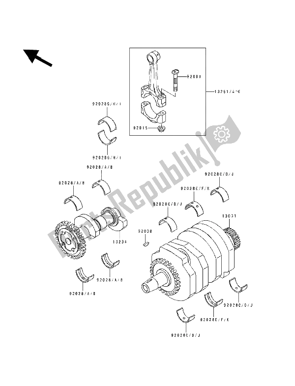 All parts for the Crankshaft of the Kawasaki EL 250E 1994