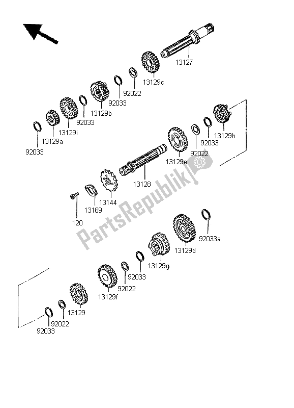 All parts for the Transmission of the Kawasaki KMX 125 SW 1995