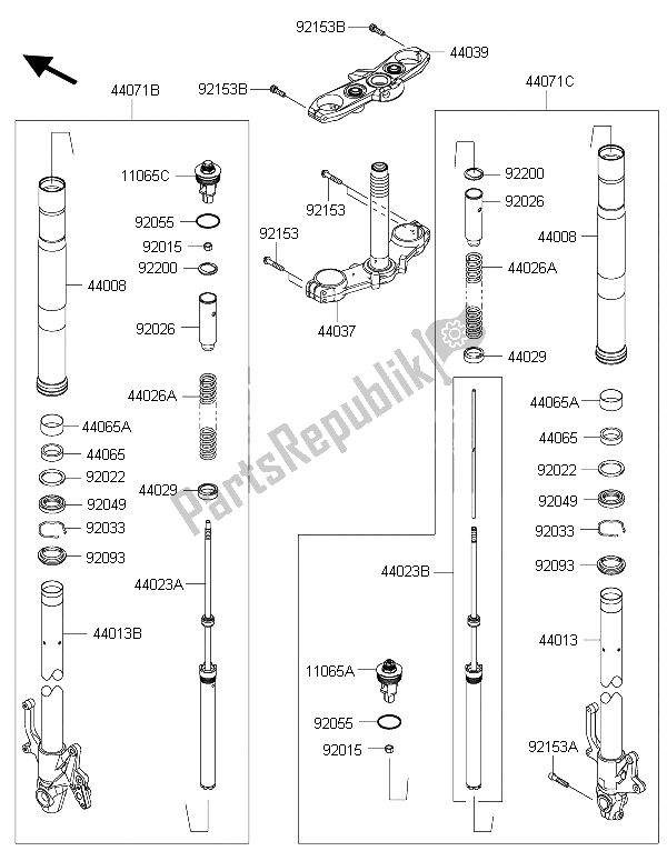 Todas las partes para Tenedor Frontal de Kawasaki Z 800 ABS 2015